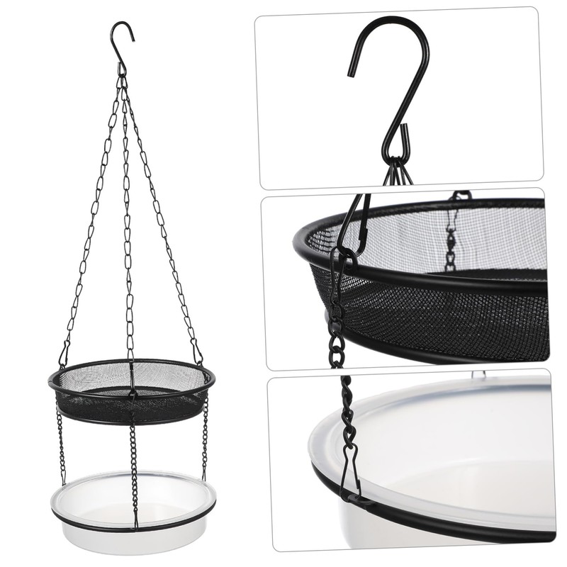 KONTONTY Stylish Iron Craft Double Tray Feeder Hanging Bird Feeder