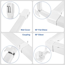 KuriProtect 5" W 17Ft Decorative PVC Line Set Cover Kit for Mini Split Lineset Cover Kit for Air Conditioner & Heat Pump (White)