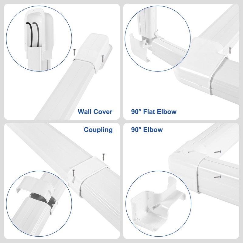 KuriProtect 5" W 17Ft Decorative PVC Line Set Cover Kit