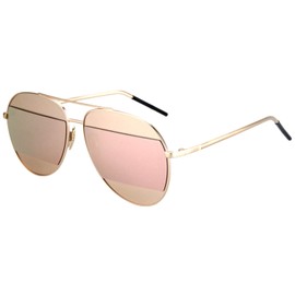 Aviator Oversized Women Men Fashion Designer Sunglasses Gold Metal Frame pink Mirror Lens with Stripe OWL