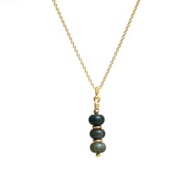 Gempires Moss Agate Pendant Necklace, Green Crystal Pendant Necklace, Necklace, Casual Wear, Gift for Mom Daughter, Hypoallergenic 14k Gold Plated 16+2 inch Adjustable Chain