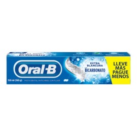 Pasta Dental Oral B Extra Blanco Bicarbonato 180g 3 Piezas