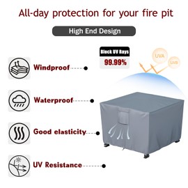 Chinchilla 36 Inch Square Fire Pit Cover - Heavy Duty Waterproof & UV Resistant - Fits 36 Inch Outdoor Gas & Wood Burning Fire Pits - Weatherproof Fireplace Cover for Patio, Deck, Backyard