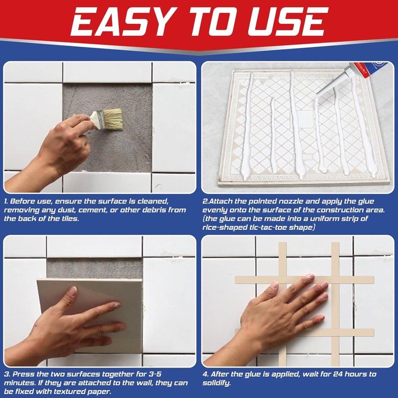 Yeardera Heavy Duty Construction Adhesive, 7.4 Ounce Cement Glue Squeeze