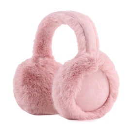 Zsedrut Winter Women Earmuff Foldable Ear Warmer Fluffy Ear Cover Warm Outdoor (Deep Pink)