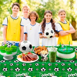 Soccer Tablecloth, 3 Pcs Soccer Party Tablecloth Set - Soccerball Party Tablecloth, Soccer Table Covers & Soccer Theme Table Cloth, for Soccer Party Decorations & Soccer Birthday Decorations
