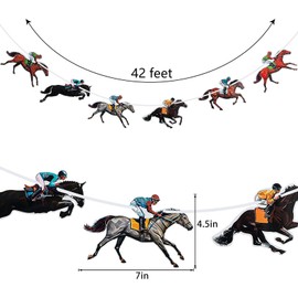 Boao - 4 banderas de carreras de caballos para carreras de caballos para las rosas Streamer Kentucky Horse Derby Garland Banner para carreras temáticas de cumpleaños, baby shower, decoración de bodas,