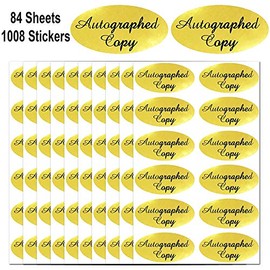 1008 PCS 'Autographed Copy' Stickers - 1 x 2 Inch Oval Gold Foil Labels Gold Foil Autographed Sticker Autographed by The Author Stickers for Paperback Books Novels