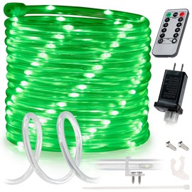 West Ivory 150ft Green 8-Mode LED Rope Light w/Spool, Outdoor Waterproof Accent Lighting, Remote Control Included, ETL Certified w/Clear Flexible PVC Tube, Backyard, Holiday Lights, Ambient Décor