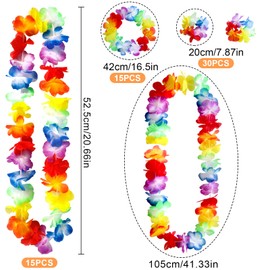 60 Hawaiian Hawaiian Flower Necklaces Garland Multicoloured Tropical Decoration Beach Wedding Birthday Picnic Party Birthday Baptism