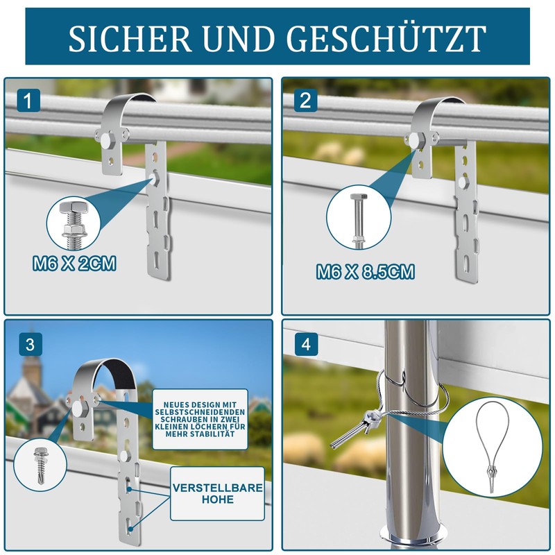 Solar Hook Balcony Solar Panel Holder Round Balcony (Pack of