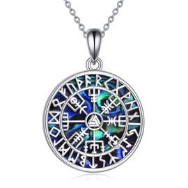YAFEINI Viking Compass Necklace Norse Viking Amulet Necklace Nordic Vegvisir Rune Talisman Pendant Viking Jewelry Gifts for Men Women (A-Viking Compass Necklace)