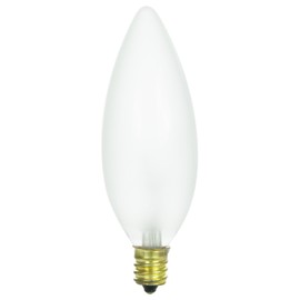 Sunlite 60CTF/32 Incandescent 60-Watt, Candelabra Based, Chandelier Bulb, Torpedo Tip, Frost