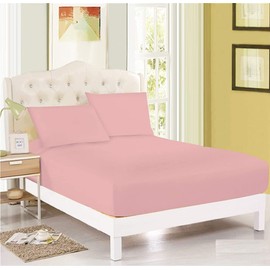 Extra Deep Jersey Fitted Sheet 30cm Mattress Sheets 100% Cotton By JRI® (Double, Baby Pink)