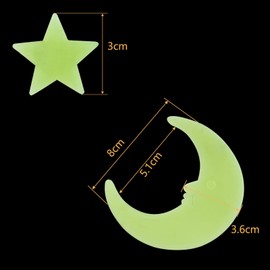 Kesote 100 Piezas Luminoso Pegatinas de Pared Calcomanías de Techo para Bebé 1 Luna + 99 Estrellas Fluorescente Pegatinas de Plástico de Pared Decoración de Pared para la Habitación de los Niños