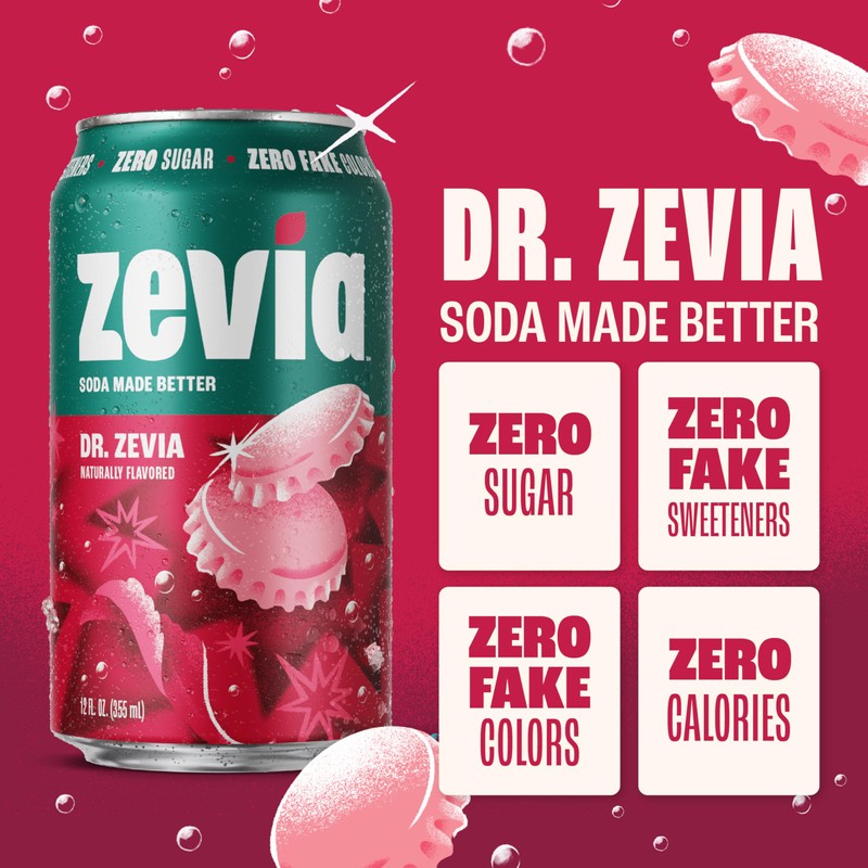 Zevia Zero Sugar Soda, Dr. Zevia, 12 Ounce Cans (Pack