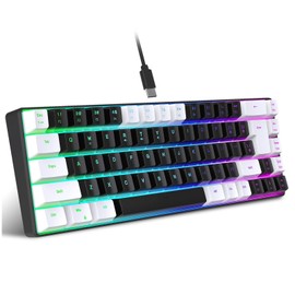 Sxhlseller 68 Keys Compact Layout Keyboard, USB Mechanical Computer Keyboard, RGB Backlit Ergonomic Gaming Keyboard for Compatible with Desktop, PC, Laptops (White Black)