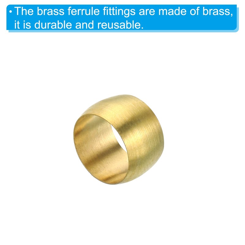 PATIKIL 8mm Tube OD Brass Compression Sleeves Ferrules, 20 Pack