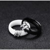 HIJONES Women's Ceramic Ring with Cubic Zirconia Wedding Band, Ceramic,