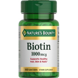 Nature's Bounty Biotin, Supports Metabolism for Energy and Healthy Hair, Skin, and Nails, 1000 mcg, 100 Tablets