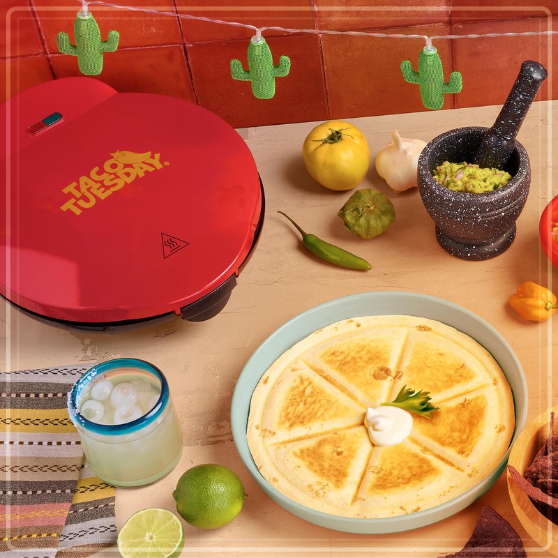 Taco Tuesday Deluxe 8-Inch 6-Wedge Electric Quesadilla Maker with Extra