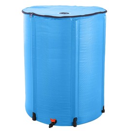 100 Gallon Foldable Rain Barrel - Collapsible Water Collector with Spigot & Mesh Cover, Large Blue Rainwater Storage for Garden, Plants, Cleaning