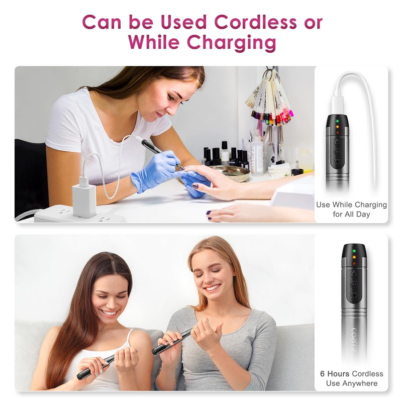 COSLUS Nail Drill Electric Nail Files with 45 Kits, Cordless