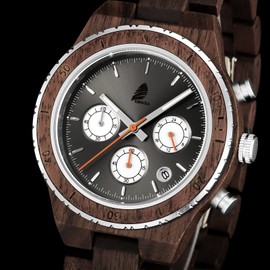 CZOKA Wooden Watch for Men, 100% Natural Wooden Watch, Japanese Quartz Movement, Adjustable Wooden Strap, Week Display, Black Walnut 3atm-2, Bracelet