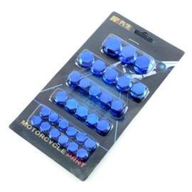 [Set of 30] Motorcycle Head Screw Covers Screw Caps Nut Covers Decorative Caps Rust Proof Waterproof Motorcycle Modification Accessories Universal Fit for Scooter Bike Dirt Bike (Blue)