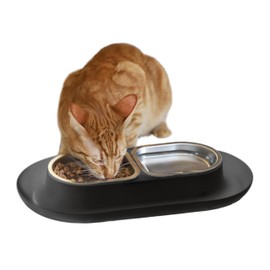 Hepper NomNom - Spill Proof Elevated Cat Bowls for Food and Water - Whisker Relief Cat Bowl + Raised Cat Food Bowls: a Safe Cat Dish for Messy Cats - Stainless Steel Cat Bowl Station