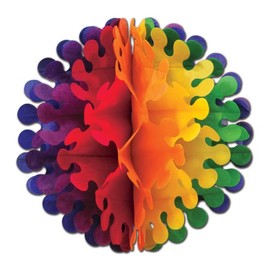 Beistle 1-Pack Tissue Flutter Ball, 14-Inch, Rainbow