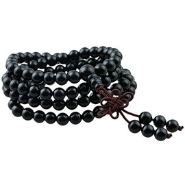 Shanxing 6mm Black Agate Crystal 108 Prayer Beads Mala Wrap Bracelet for Men Women, Black Worry Beads Healing Crystal Bracelet Tibetan Buddhist Jewellery Gift Buddha Reiki Meditation Stone Necklace