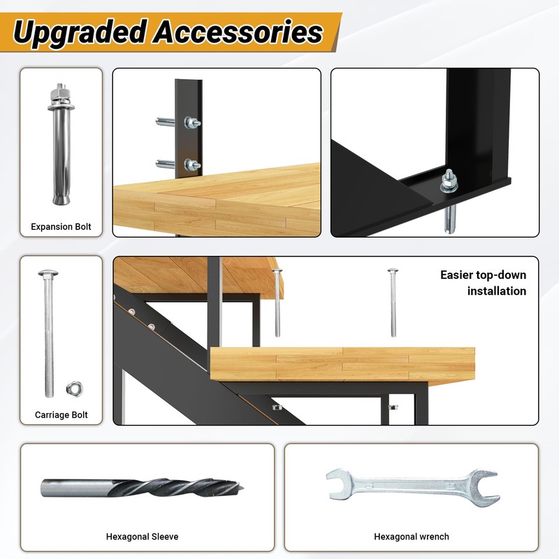 Toriexon Steel Stair Step Riser 6-Step, Metal Stair Stringer with