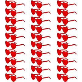 30 Pairs Heart Sunglasses for Women Transparent Heart Shaped Sunglasses Colorful Heart Glasses for Party Favor (Red)