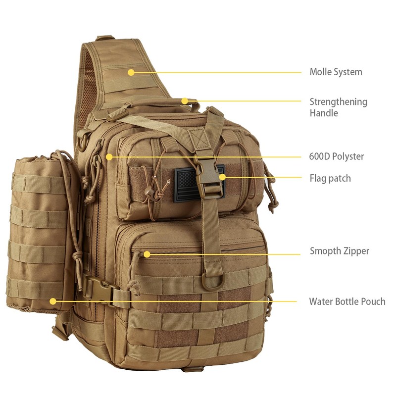 GZ XINXING Sling Shoulder Backpack EDC Bags (Tan)