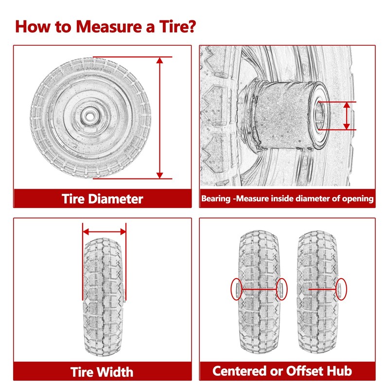 Gorilla Cart Wheels 10" Flat-free Solid Tire and Wheel Replacement