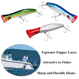 THKFISH Topwater Fishing Lures GT Popper Fishing Lure Saltwater Fishing Lures Tuna Popper Lures BlueLaser 1pc