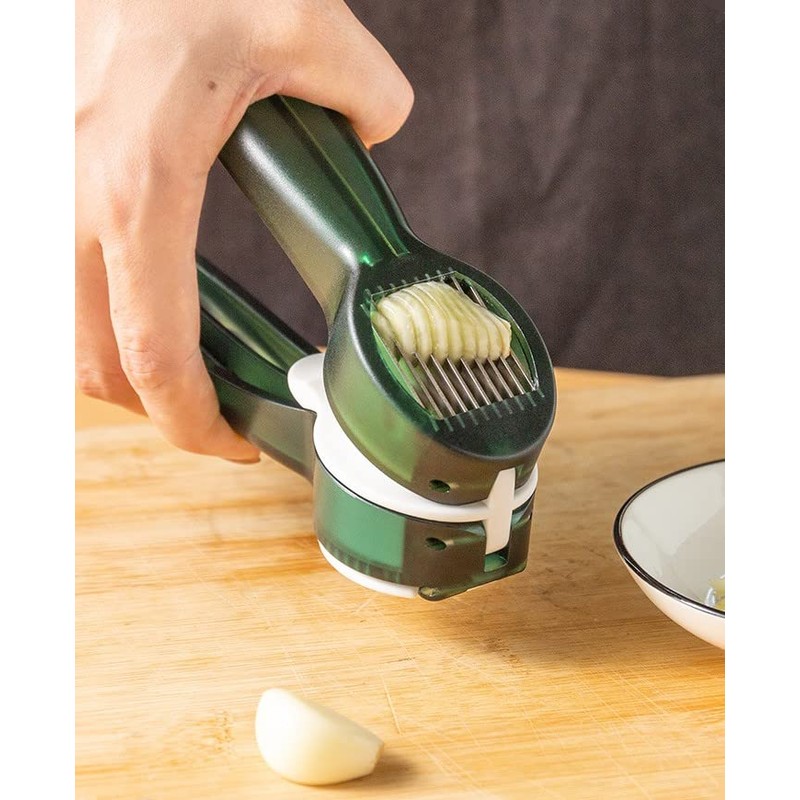 POPULUSL Garlic Slicer & Mincer, 2 in1 Garlic Press, Easy