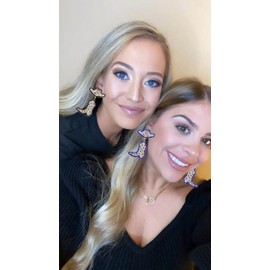 arete de vaquero con abalorio brillantes con abalorio de diamantes de imitación para mujeres y niñas, divertidos aretes colgantes de gota para niñas de campo occidental, vaquera, Let's Go Girls de día