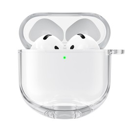 Haobobro [Crystal Series] Clear Case for AirPods 4 - TPU Transparent Protective Case with Carabiner - Shockproof, Drop-Proof, Soft Case Compatible with AirPods 4th Generation - Transparent