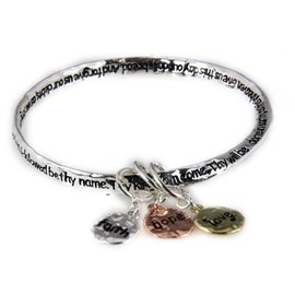 4030859 Our Father Lord's Prayer Bangle Charm Bracelet Christian Jesus Bible