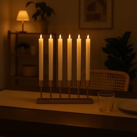 Relaxdays LED Taper Candles Set of 6 with Remote Control, Timer & Flickering Flame, Real Wax, Flameless Candles, Cream