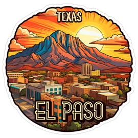 El Paso Texas Sticker 4 Inch - Waterproof Vinyl Decal for Laptop Water Bottle Car Tumbler - Durable Aesthetic Long-Lasting Stickers for Adults ID44990