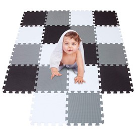 meiqicool 18-Piece Interlocking Floor Mat Set, Crawling Mat, Play Mat for Babies and Children, Interlocking Mat Set for Children's Rooms, Protective Mat for Flooring