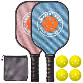 Amazin' Aces Carbon Fiber 2-Paddle Set (Blue/Pink) with Black Nylon Carrybag