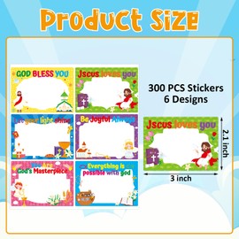 300 Pcs Bible Verse Name Tag Stickers - Self Adhesive God Bless Christian Religious Name Tags Gift Labels Sunday Gift Motivational Writable Blank for Kids Classroom School Supplies (Bible Verse-2)
