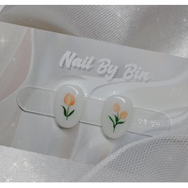 [Handmade Nail Tips] Orange Tulip Nails - Long Oval / [수제네일팁] 오렌지튤립 네일 - 롱오벌