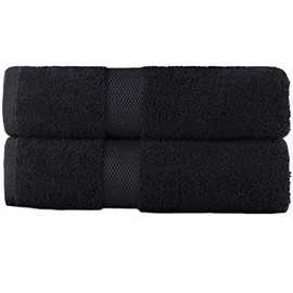 Sue Rossi 100% Egyptian Combed Cotton Hand Towels, Pack Of 2, Very Soft & Absorbent, Quick Dry 600gsm Thick Bathroom Or Kitchen Towel Set. (Black)