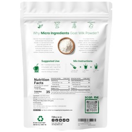 Micro Ingredients Goat Milk Powder, 2 Lb | Grass-Fed Australian Source | Pure, Easily Digested Formula | High in Protein, Calcium & Probiotics | Non-GMO, Gluten-Free, Pet Friendly