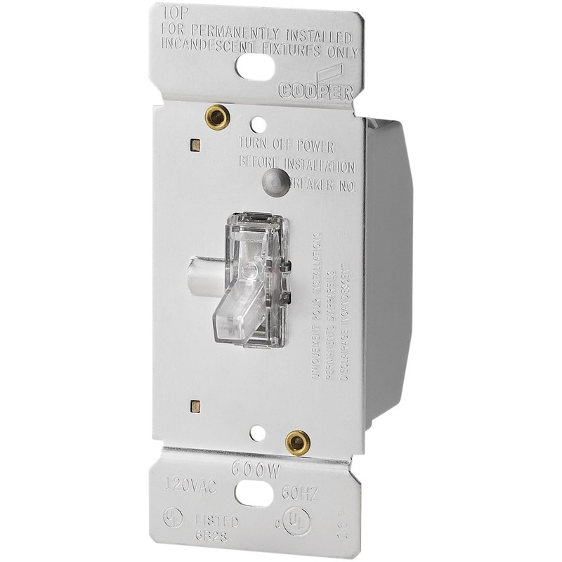 EATON Wiring TI306L-K 600-Watt 120-Volt Single-Pole/3-way Lighted Incandescent/Halogen Toggle Dimmer
